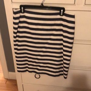 Ann Taylor denim blue and white striped pencil skirt